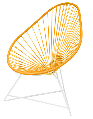 Acapulco Chair Ergonomic Shape, white frame and coloured Pvc rope.