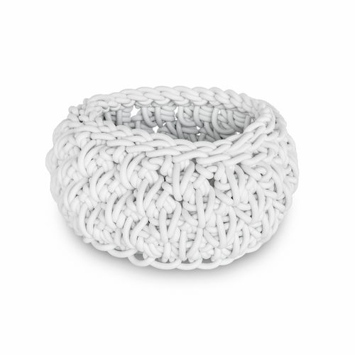 RIC CPL1 - Basket in Neoprene yarn, hand knitted - diam. cm. 16 x h cm. 8 -