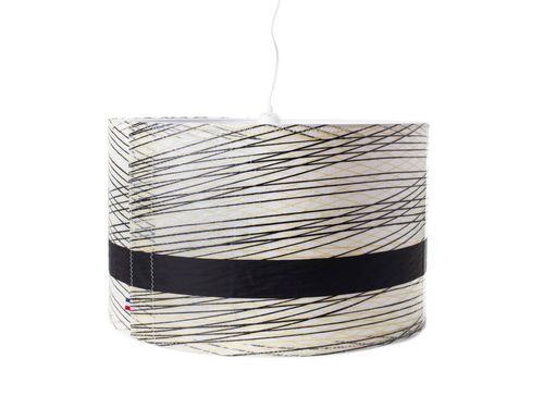 Suspended lamp made of recycled sailcloth.