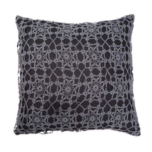 Cushion 65X65 100% linen & crochet lace. Exclusive Creation!