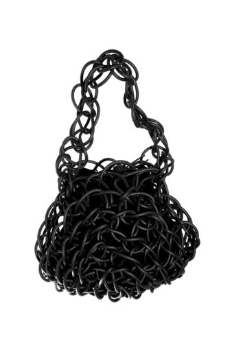ELEGANT - Shoulder bag in Neoprene yarn. Hand knitted.