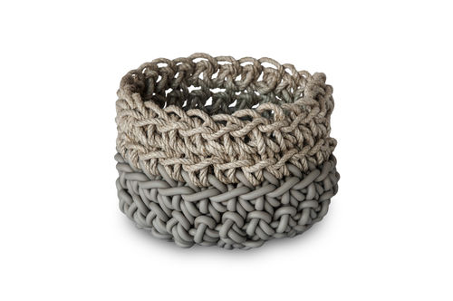 CANAPA HD3 - Basket in Neoprene & Natural Hemp yarn. Hand knitted.