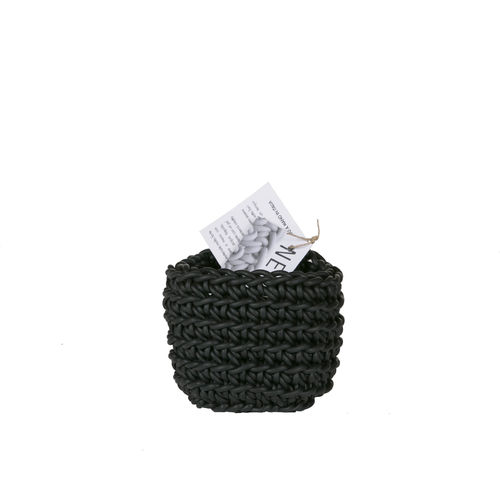 SOT CP1 - Basket in Neoprene yarn, hand knitted - diam. cm. 12 x h cm. 9 -