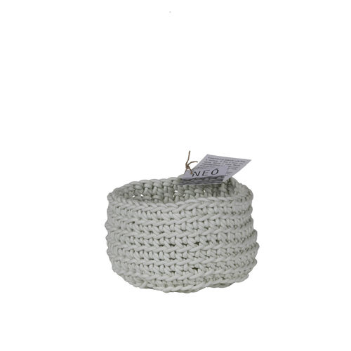 SOTTILE CP3 - Basket in Neoprene yarn, hand knitted - diam. cm. 16 x h cm. 12 -