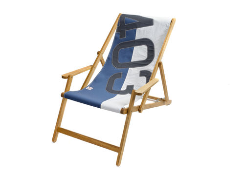 Deck chair made of recycled sailcloth.