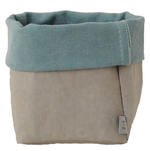 Little sack in cellulose fiber and fabric. Grey / Turquoise