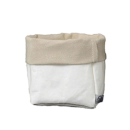 Little sack in cellulose fiber and fabric. White / Sand