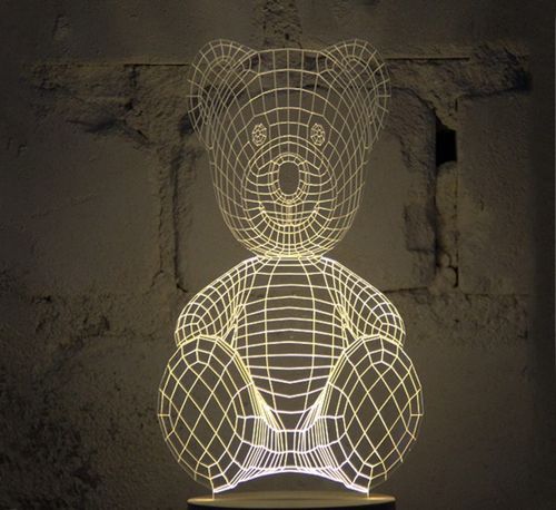 Lampada da tavolo a LED Optical illusion 3D - TEDDY BEAR -