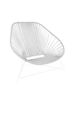 Lovely Chair Ergonomic Shape, white frame and coloured Pvc rope.