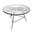 Mini Zipolite Round Table made of black steel, coloured PVC rope and glass table.