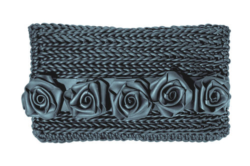 ROSES - Clutch in Neoprene yarn. Hand knitted.