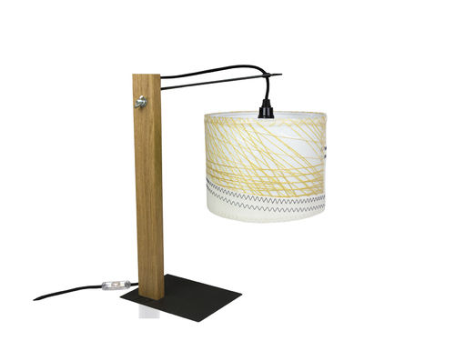 Desk lamp made of recycled sailcloth.