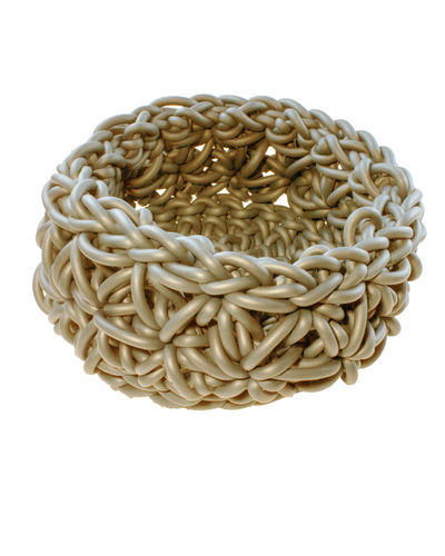 Ricami C26 - Basket in Neoprene, hand knitted  - diam. cm.30 x h cm. 13 -