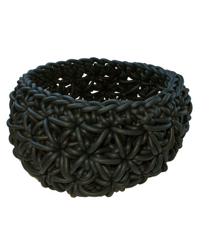 Ricami C27 - Basket in Neoprene, hand knitted  - diam. cm.33 x h cm. 16 -