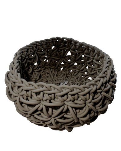 Ricami C28 - Basket in Neoprene, hand knitted  - diam. cm.38 x h cm. 22 -