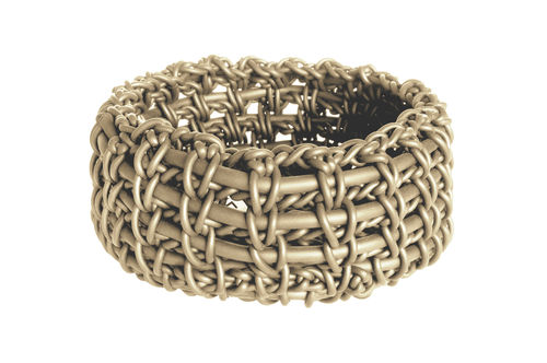 NID N5 - Basket in Neoprene yarn, hand knitted - diam. cm. 18 x h cm. 7 -