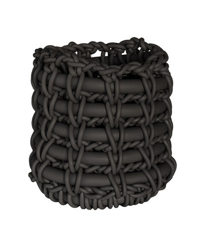 NID N24 - Basket in Neoprene yarn, hand knitted - diam. cm. 30 x h cm. 28 -