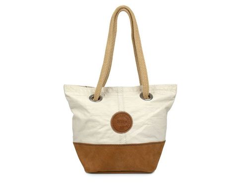 Shopping bag made of recycled sailcloth. LEATHER BASE.