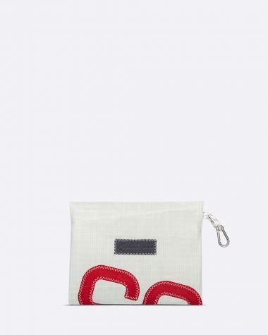 Clutch BOL D'OR MIRABAUD bag made of recycled sailcloth - WHITE / RED -