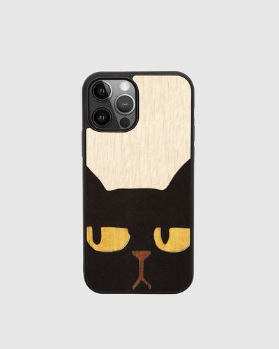 Wood Cover with inlayed decorations - BLACK CAT -