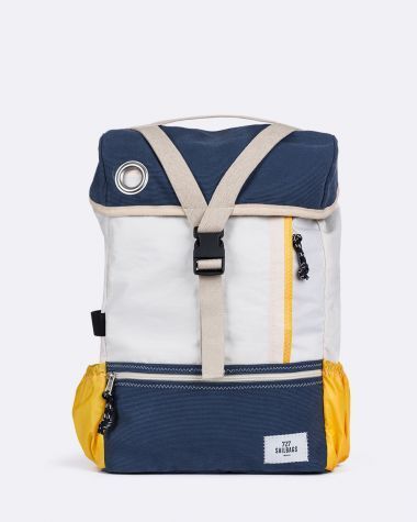 BIKE Backpack made of recycled sailcloth - Blue Navy / Yellow -