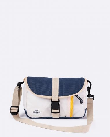Shoulder bag in made of recycled sailcloth - Blue Navy / Yellow -